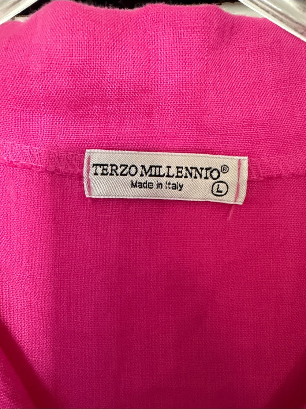 Sleeveless Linen Tunic Dress in Bright Fuchsia made in Italy Terzo Millenio - Picture 2 of 10